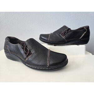 Clarks Collection Evianna Mix Leather Slip-On Comfort Shoes Brown Like New 9M